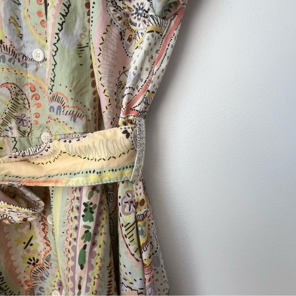 Zara Paisley Printed Midi Belted Shirt Dress Size XL - Picture 6 of 15